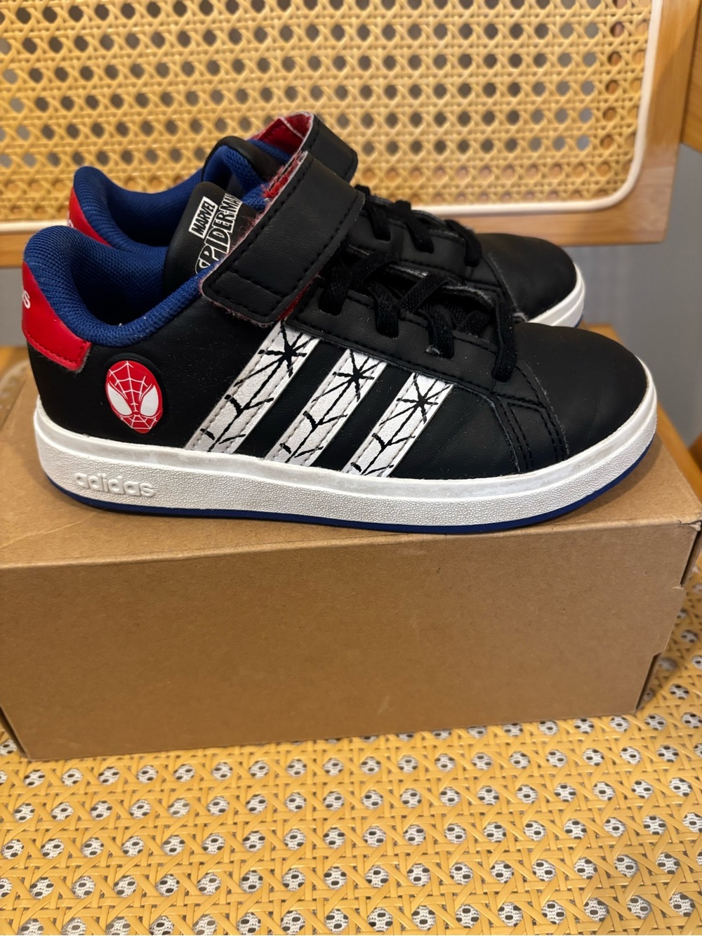adidas Kids Black, White & Red Spider-Man Strap Sneakers